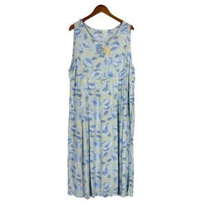Y2K Disney Store Winnie the Pooh Dress Blue Floral Midi Eeyore Embroidered XL